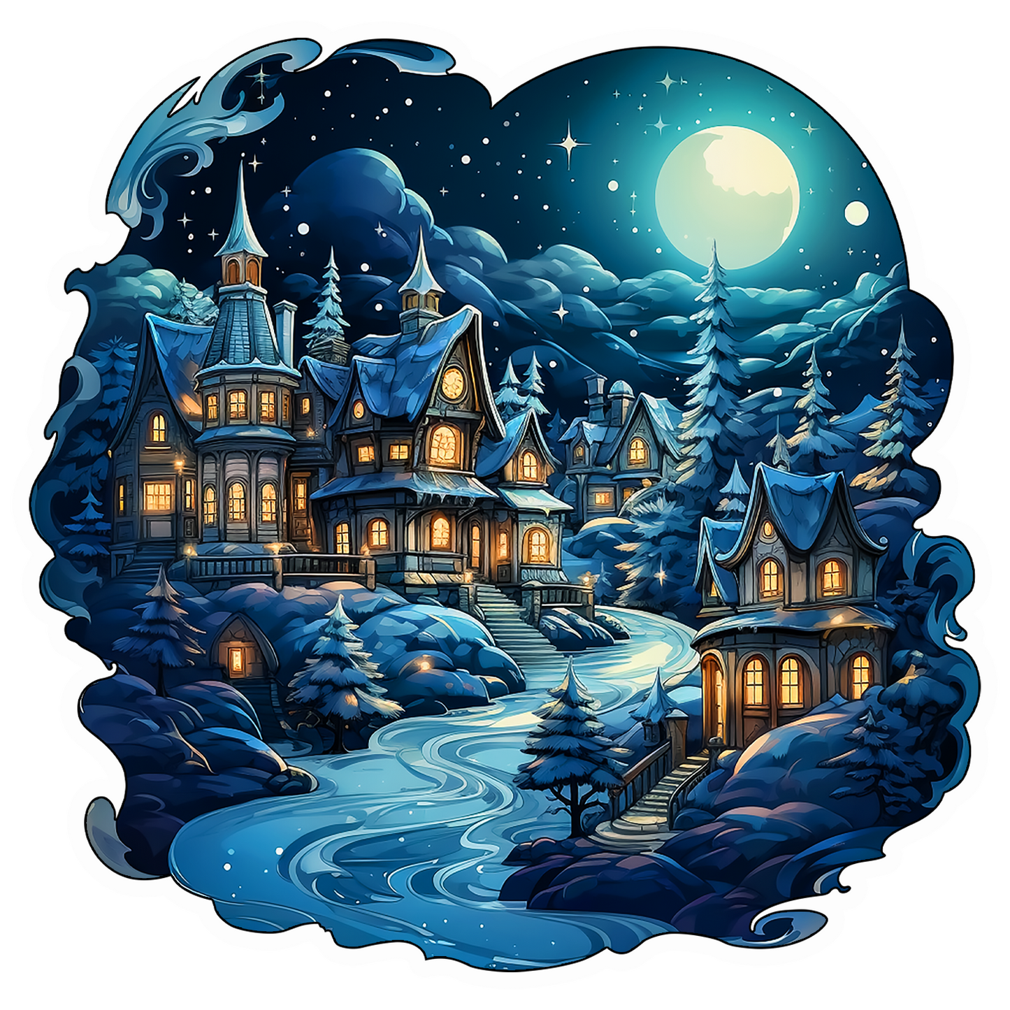 Metallic Blue Christmas Stickers