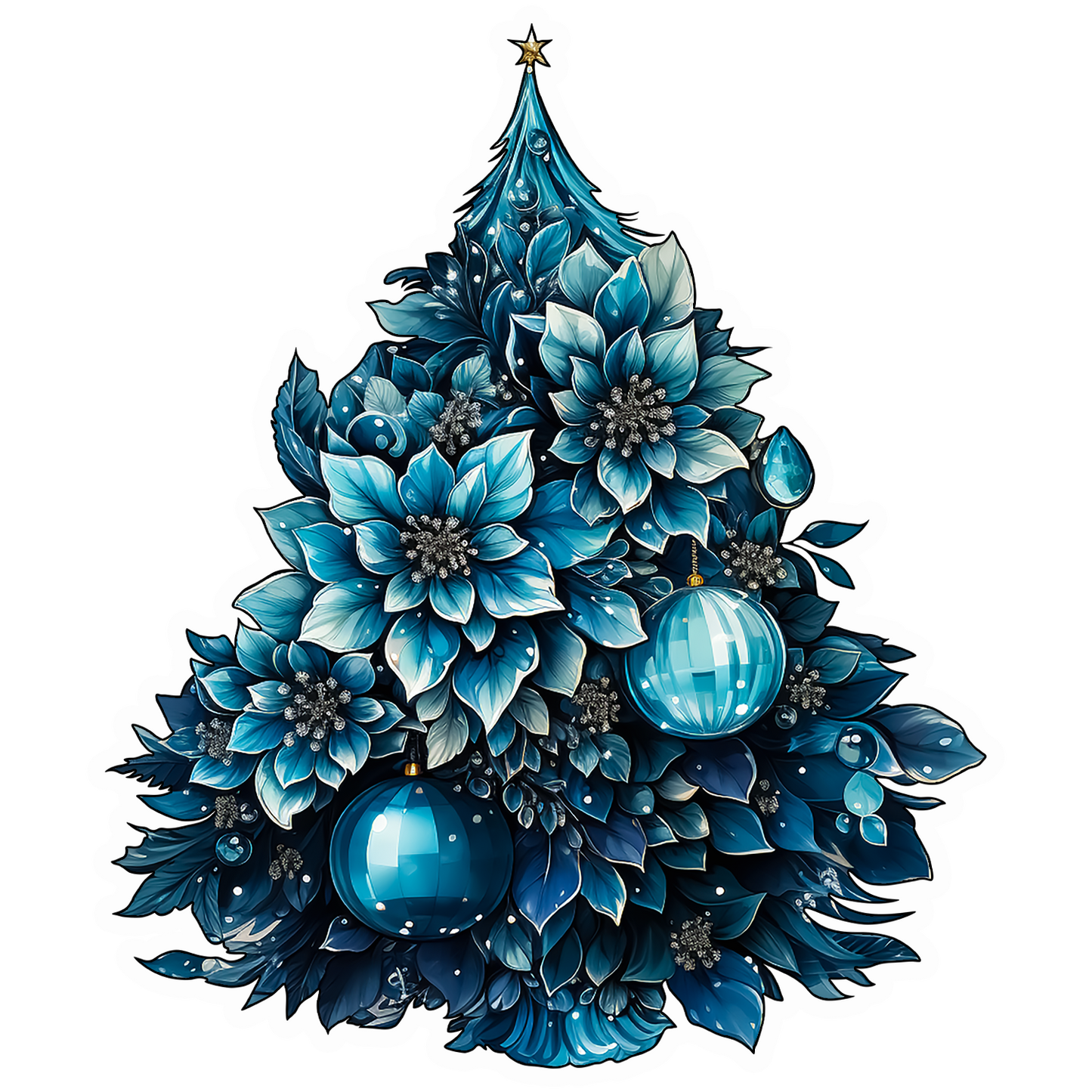 Metallic Blue Christmas Stickers