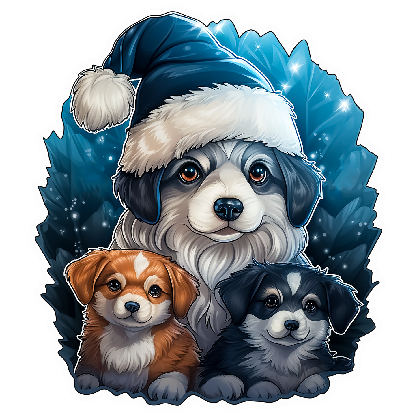 Metallic Blue Christmas Stickers