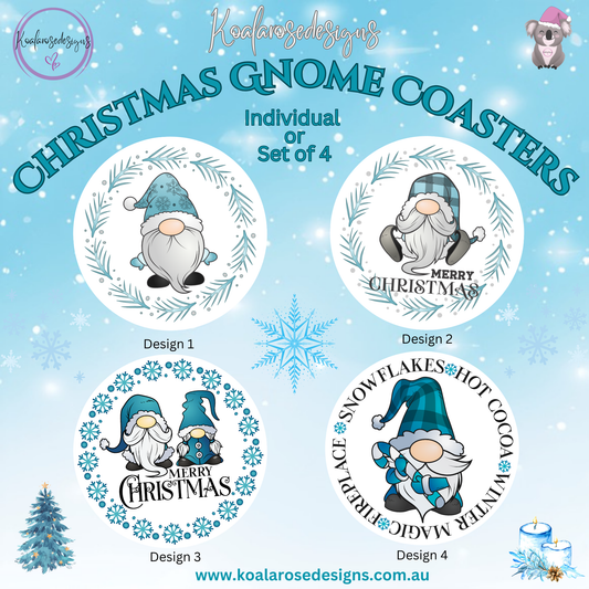 Blue Gnome Christmas Coasters