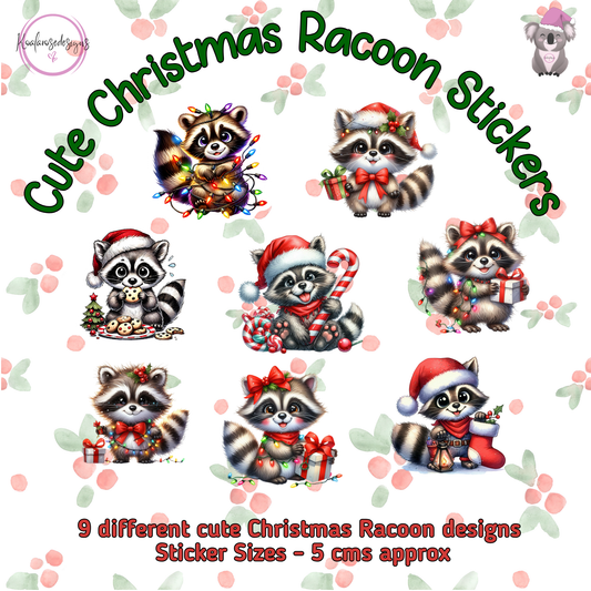 Cute Christmas Racoon Stickers