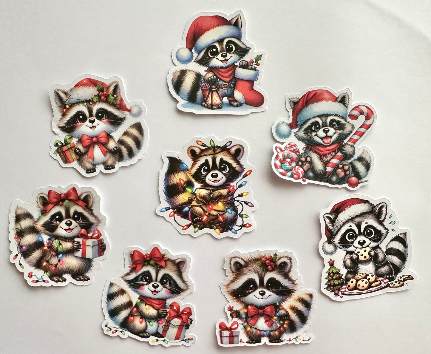 Cute Christmas Racoon Stickers