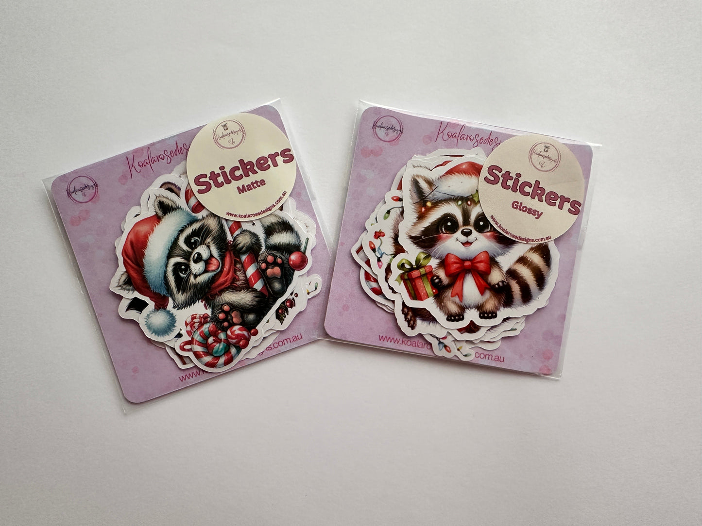 Cute Christmas Racoon Stickers