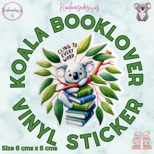 Koala Booklover Vinyl Sticker