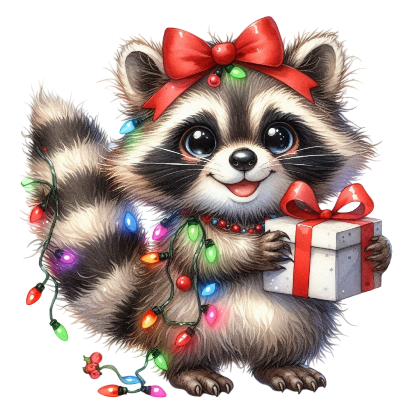 Cute Christmas Racoon Stickers