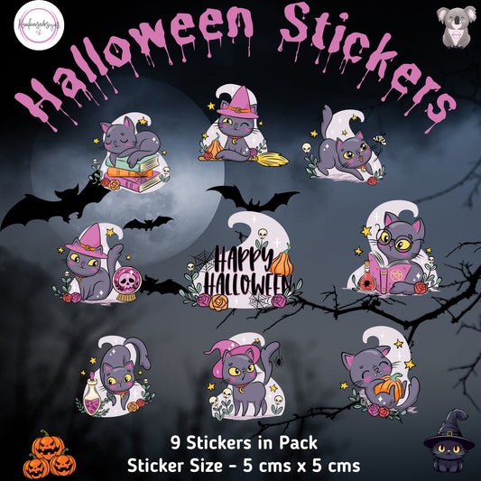 Cute Cat Halloween Sticker Pack