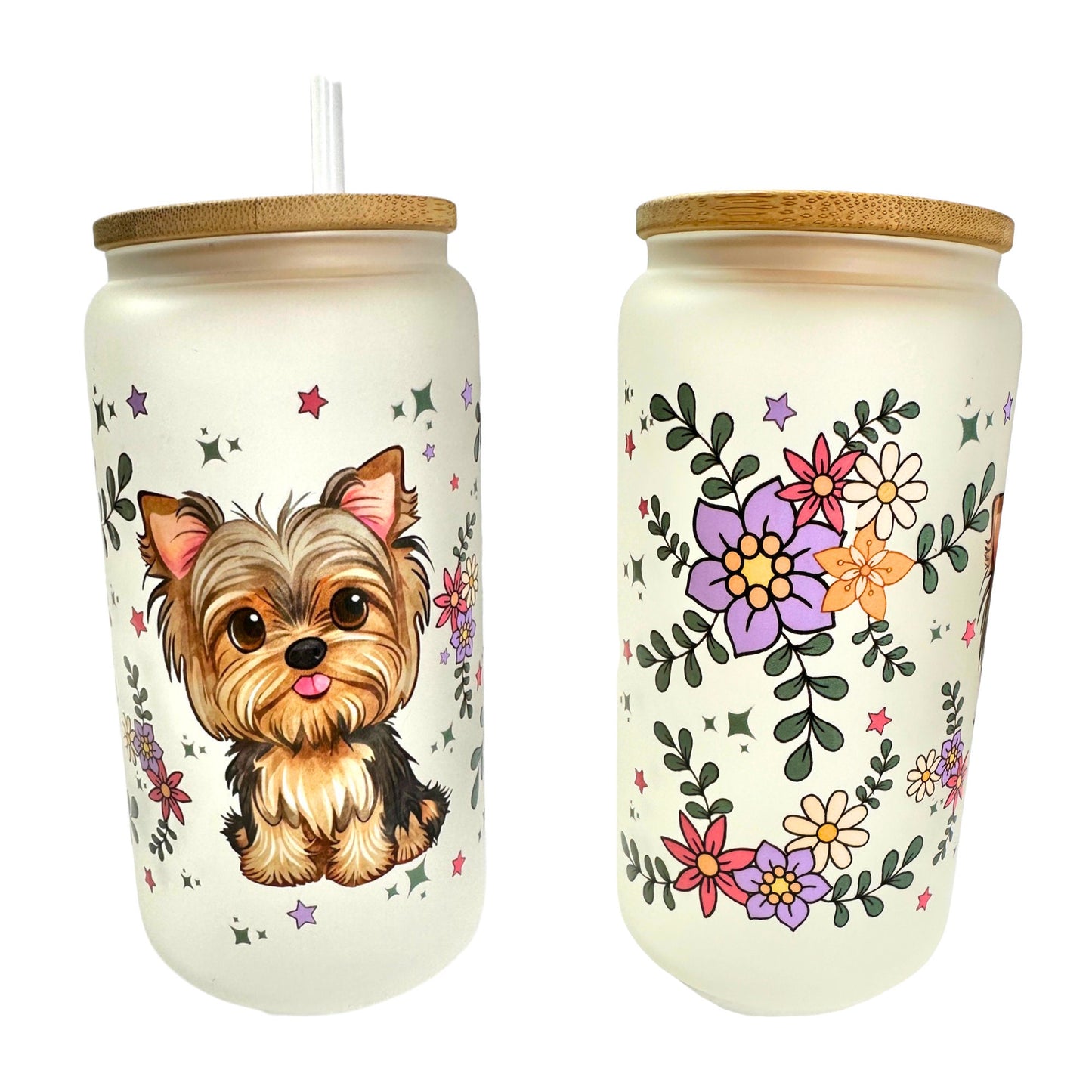 Cute Dog Frosted Glass Tumbler