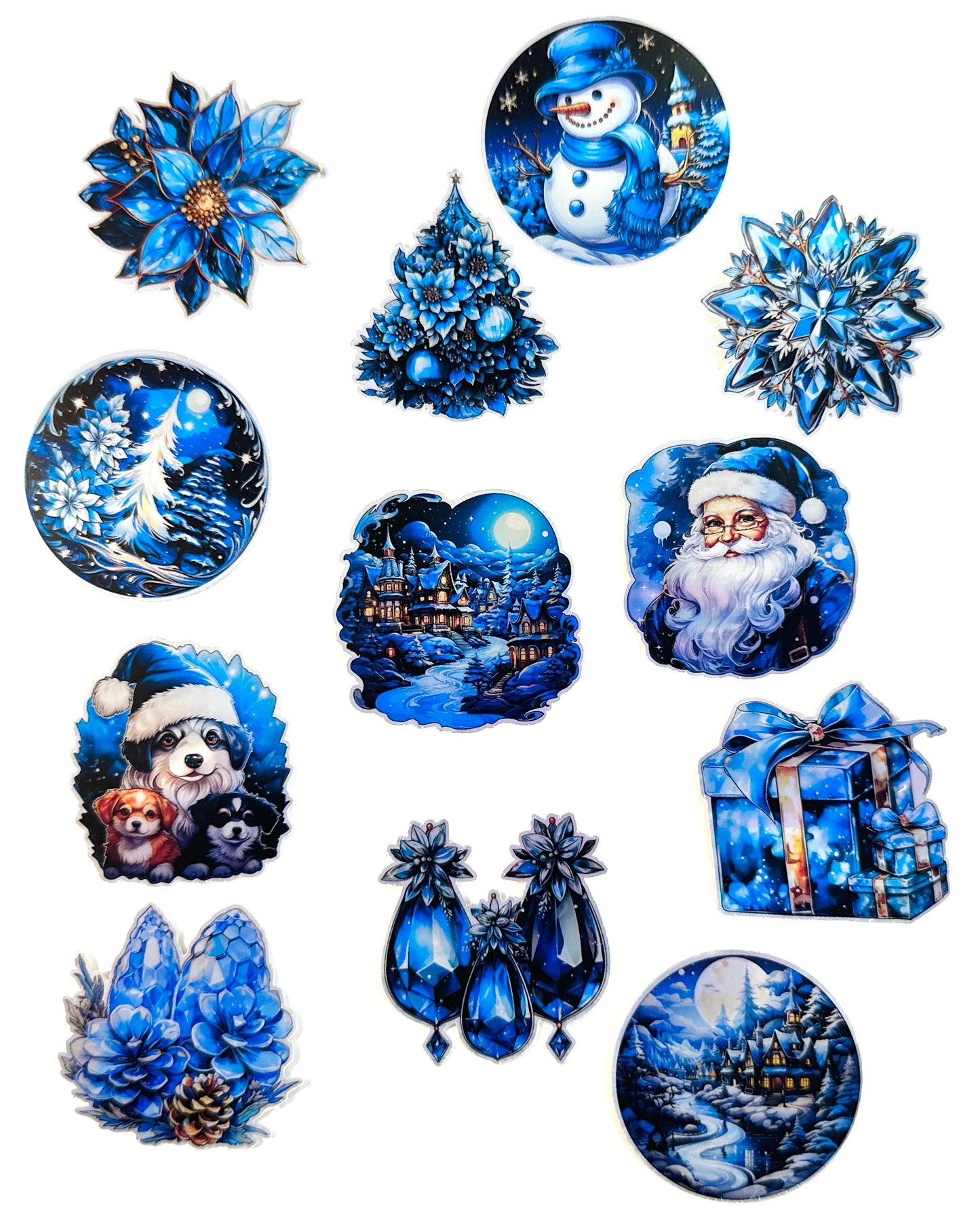 Metallic Blue Christmas Stickers