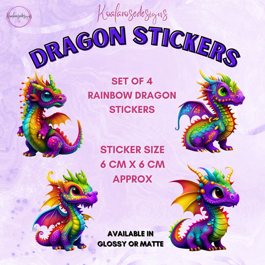 Cute Rainbow Dragon Sticker Pack