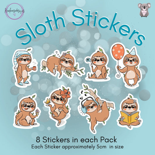 Cute Sloth Stickers Pack