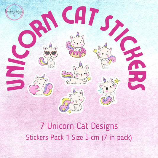 Cute Unicorn Cat Sticker Pack