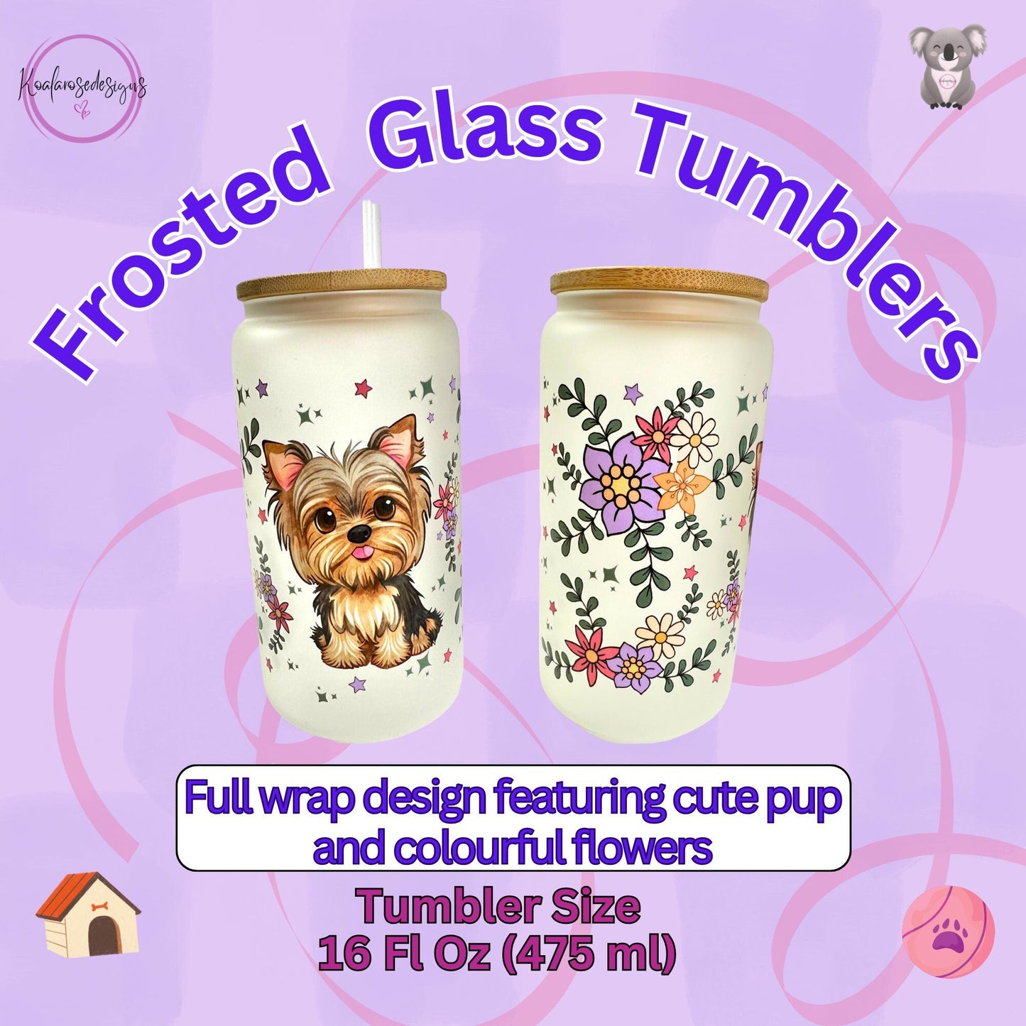 Cute Dog Frosted Glass Tumbler