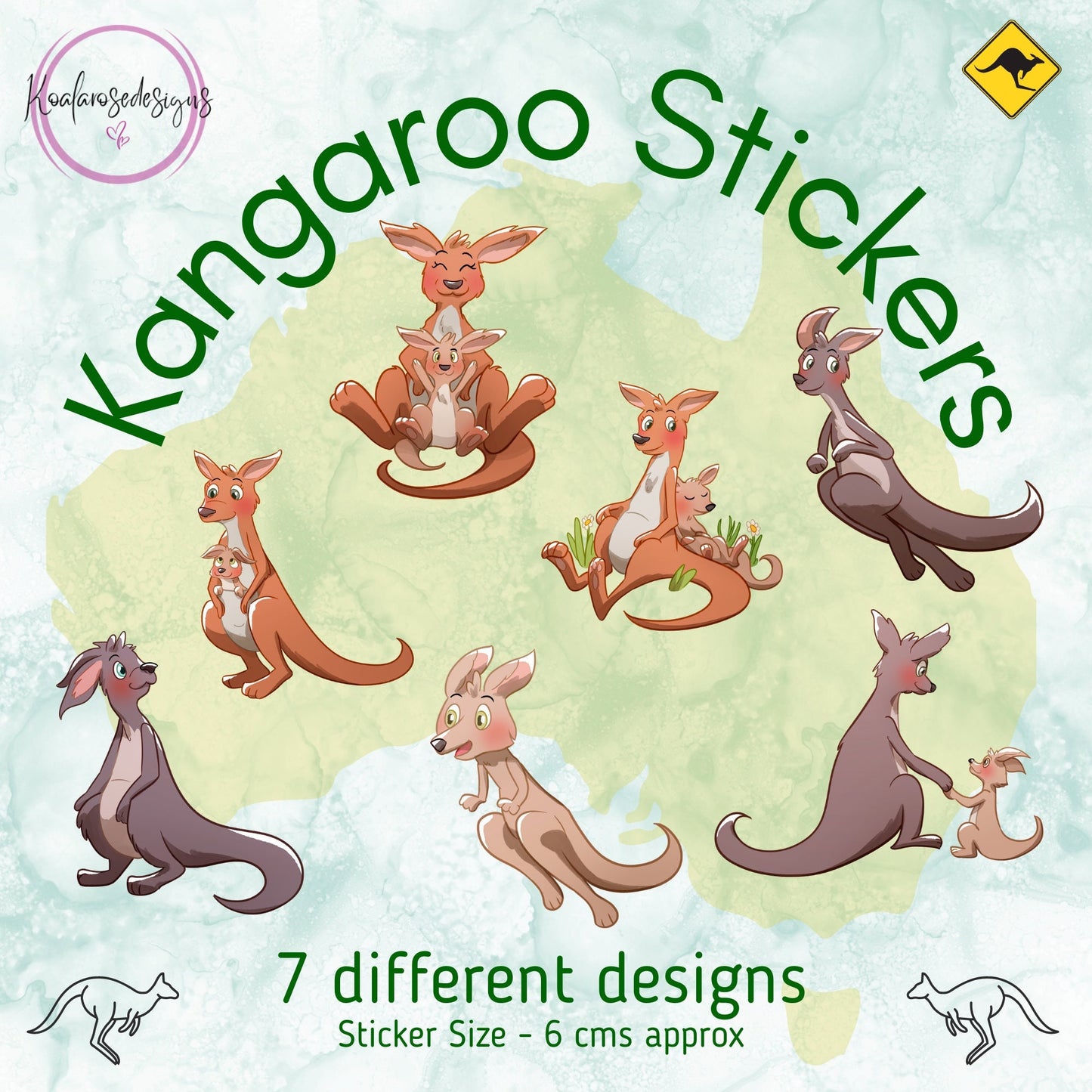 Cute Kangaroo Sticker Pack