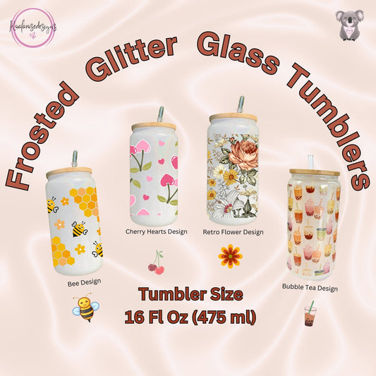 Frosted Glitter Glass Tumbler